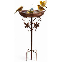 Produktbild von R2 Invest Vogelbad aus Metall in Braun mit Erdspieß 79 cm Standvogelbad für den Garten