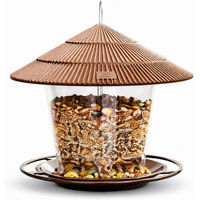 Produktbild von R2 Invest Vogelhaus Vogelfutterspender zum Aufhängen mit Dach aus Kunststoff Braun Transparent 16 x 16 cm