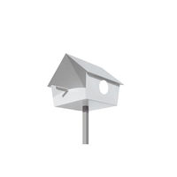 Produktbild von Radius Piep Show XXL Vogelhaus aus Aluminium und Stahl in Weiß mit 3m Stahlseil als Vogelfutterstation oder Vogeltränke