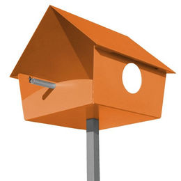Radius Piep Show XXL Vogelhaus Vogelfutterstation aus Aluminium und Stahl in Orange – Bild 1 von 2