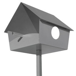 Produktbild von Radius Piep Show XXL Vogelhaus Vogelfutterstation aus Aluminium und Stahl in Silber und Grau mit 3m Stahlseil
