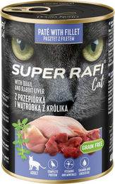 Produktbild von Rafi Cat Super Katzenfutter Adult Wachtel- und Kaninchenleber mit hohem Fleischanteil 24 x 400 g