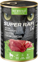 Produktbild von Rafi Cat Super Katzenfutter Wild und Huhn für adulte Katzen 24 x 400 g mit hohem Fleischanteil
