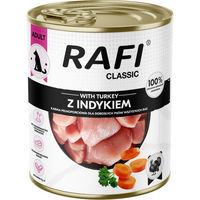 Produktbild von Rafi Dog Classic Hundefutter Adult Truthahn Stückchen in Sauce ohne Farb- und Aromastoffe sowie Konservierungsstoffe 12 x 800 g