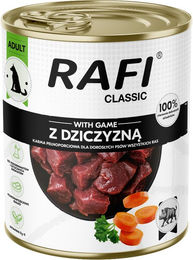 Produktbild von Rafi Dog Classic Hundefutter Wild Adult 12 x 800 g ohne Farb- und Aromastoffe