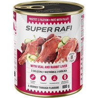Produktbild von Rafi Hund Nassfutter Paté mit Pute, Kalb und Kaninchen getreidefrei für adulte Hunde aller Größen 800g