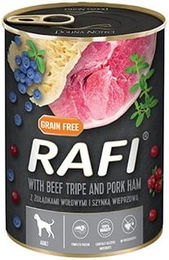 Rafi Hundefutter Adult mit Schinken, Rindermagen, Heidelbeeren und Preiselbeeren mit hohem Fleischanteil 400g - 400 g – Bild 1 von 1
