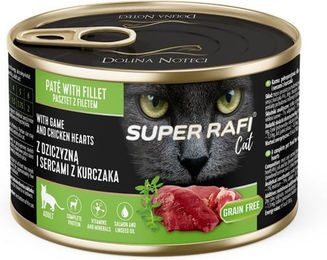 Produktbild von Rafi Super Nassfutter Wild und Huhn für adulte Katzen getreidefrei mit hohem Fleischanteil 185g