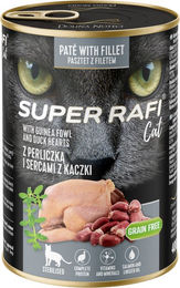 Produktbild von Rafi Super Sterilised Cat Adult Nassfutter Perlhuhn und Entenherzen Getreidefrei 12 x 400 g