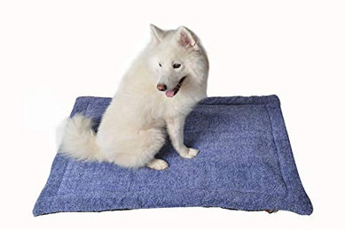 RAIKOU Haustierdecke mit Plüschkissen aus Fleece für Hund und Katze Blau Melange 120x85cm – Bild 1 von 1