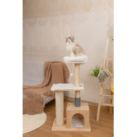 Produktbild von RAIKOU Holz Kratzbaum XL für Katzen in Beige und Natur 110cm
