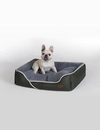 RAIKOU Hundebett aus Baumwolle Dunkelgrün 80x60x7 cm Waschbares Plüsch Hundekissen für Allergiker – Bild 1 von 2