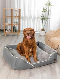 RAIKOU Hundebett aus Plüsch in Hellgrau, Waschbares und Gepolstertes Hundekissen, 120x90x10 cm – Bild 1 von 2