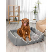 Produktbild von RAIKOU Hundebett aus Plüsch in Hellgrau, Waschbares und Gepolstertes Hundekissen, 120x90x10 cm