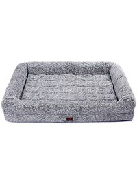 RAIKOU Hundebett aus Plüsch mit abnehmbarem Kissen Grau 100 x 80 x 9 cm – Bild 1 von 4