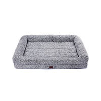 Produktbild von RAIKOU Hundebett aus Plüsch mit abnehmbarem Kissen Grau 100 x 80 x 9 cm