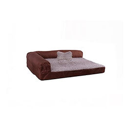 RAIKOU Hundebett aus Plüsch mit Hundekissen Braun Melange 80x60x7cm – Bild 1 von 4