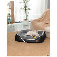 Produktbild von RAIKOU Hundebett aus Plüsch und Baumwolle Schwarz 80 x 60 x 7 cm