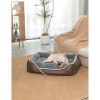 Produktbild von RAIKOU Hundebett aus Plüsch und Baumwolle, Waschbares Hundekissen in Braun, 80x60x7 cm