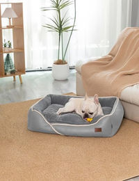 RAIKOU Hundebett Hypoallergen Waschbares Plüsch Hundekissen Grau 80x60x7 cm – Bild 1 von 3