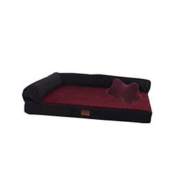 RAIKOU Hundebett mit kuscheligem Plüsch Dunkelrot Melange 100x80x9cm – Bild 1 von 7