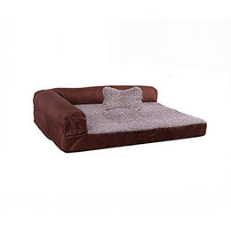 RAIKOU Hundebett mit kuscheligem Plüsch und Hundekissen Braun Melange 100x80x9cm – Bild 1 von 6