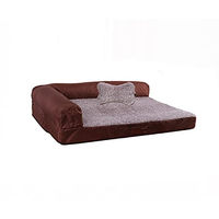 Produktbild von RAIKOU Hundebett mit kuscheligem Plüsch und Hundekissen Braun Melange 100x80x9cm