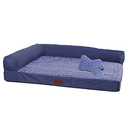 RAIKOU Hundebett mit kuscheligem Plüsch und Kissen Blau Melange 120x90x10cm – Bild 1 von 6