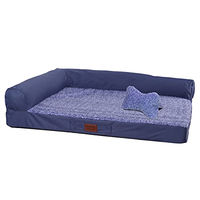 Produktbild von RAIKOU Hundebett mit kuscheligem Plüsch und Kissen Blau Melange 120x90x10cm