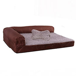 RAIKOU Hundebett mit kuscheligem Plüsch und Kissen Braun Melange 120x90x10cm - 120 cm – Bild 1 von 6