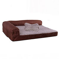 Produktbild von RAIKOU Hundebett mit kuscheligem Plüsch und Kissen Braun Melange 120x90x10cm - 120 cm
