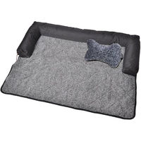 Produktbild von RAIKOU Hundebett mit Lehne und Sofaschutz aus weichem Teddy-Fleece in Grau