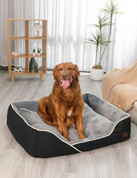 RAIKOU Hundebett Schwarz Hypoallergen aus Baumwolle 100x80x9 cm – Bild 1 von 4