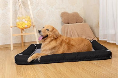 RAIKOU Hundebett und Katzenbett aus Oxford-Gewebe mit abnehmbarem Bezug und wasserabweisendem Boden Braun 100 x 80 cm - 100 cm – Bild 1 von 3