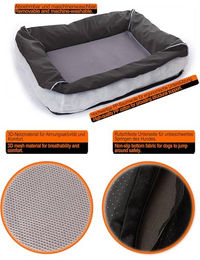 RAIKOU Hundebett und Katzenbett aus Oxford-Gewebe mit abnehmbarem Bezug und wasserabweisendem Boden Braun 80 x 60 cm – Bild 1 von 2