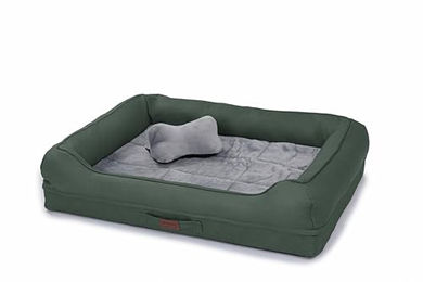 RAIKOU Hundebett XXL Dunkelgrün mit abnehmbarem Kissen und waschbarer Polsterung 80 x 60 x 7 cm – Bild 1 von 8