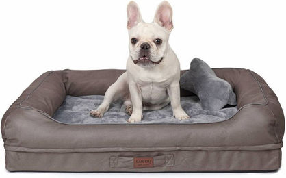 RAIKOU Hundebett XXL für erwachsene Hunde mit abnehmbarem Kissen aus Polyester, gepolsterter Schlafplatz für Gelenke und Allergiker, Braun oder Grau – Bild 1 von 7