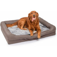 Produktbild von RAIKOU Hundebett XXL mit abnehmbarem Kissen aus Polyester, gepolsterter Schlafplatz für Hunde, Braun oder Grau