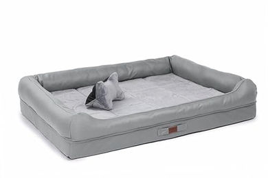 RAIKOU Hundebett XXL mit abnehmbarem Kissen, gepolstert und waschbar, Hellgrau, 100 x 80 x 9 cm – Bild 1 von 8