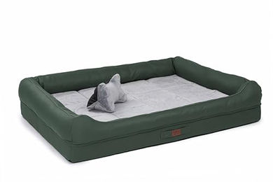 RAIKOU Hundebett XXL mit abnehmbarem Kissen und Polsterung in Dunkelgrün 120 x 90 x 10 cm – Bild 1 von 8