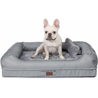 Produktbild von RAIKOU Hundebett XXL Schlafplatz für erwachsene Hunde aus Polyester in Grau mit abnehmbarem Kissen und waschbarer Polsterung