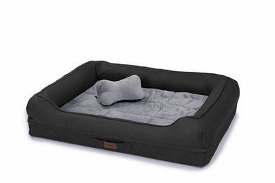 RAIKOU Hundebett XXL Schlafplatz für erwachsene Hunde mit abnehmbarem Kissen aus Polyester in Schwarz – Bild 1 von 8