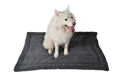 RAIKOU Hundedecke und Katzendecke aus Fleece mit Plüsch-Kissen, rutschfest und waschbar, Schwarz Melange, 60x40cm - 60 cm – Bild 1 von 5