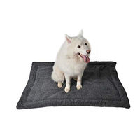 Produktbild von RAIKOU Hundedecke und Katzendecke aus Fleece mit Plüsch-Kissen, rutschfest und waschbar, Schwarz Melange, 60x40cm - 60 cm