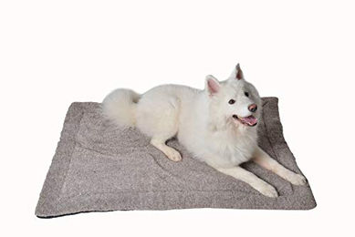 RAIKOU Hundedecke und Katzendecke aus Fleece mit Plüschkissen, rutschfest und waschbar, Braun Melange, 80x60cm - 80 cm – Bild 1 von 2