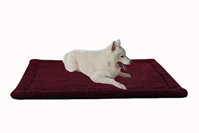 RAIKOU Hundedecke und Katzendecke aus Fleece mit Plüschkissen, rutschfest und waschbar, Dunkelrot Melange, 60x40cm - 60 cm – Bild 1 von 6