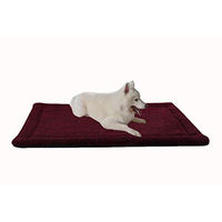 Produktbild von RAIKOU Hundedecke und Katzendecke aus Fleece mit Plüschkissen, rutschfest und waschbar, Dunkelrot Melange, 60x40cm - 60 cm