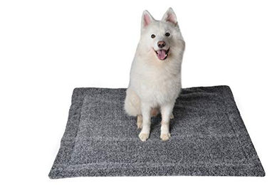 RAIKOU Hundedecke und Katzendecke aus Fleece mit Plüschkissen, rutschfest und waschbar, Grau Melange, 60x40cm – Bild 1 von 7