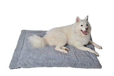 RAIKOU Hundedecke und Katzendecke aus Fleece mit Plüschkissen, rutschfest und waschbar, Hellgrau Melange, 60x40cm – Bild 1 von 6