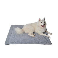 Produktbild von RAIKOU Hundedecke und Katzendecke aus Fleece mit Plüschkissen, rutschfest und waschbar, Hellgrau Melange, 60x40cm